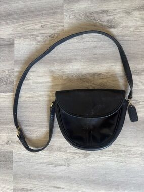 Coach Black Leather Crossbody Saddle Bag